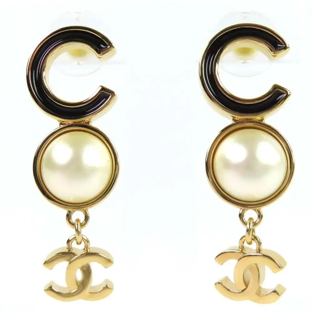 Chanel Cc Logo Earrings Gold-Tone Metal #250100C11B